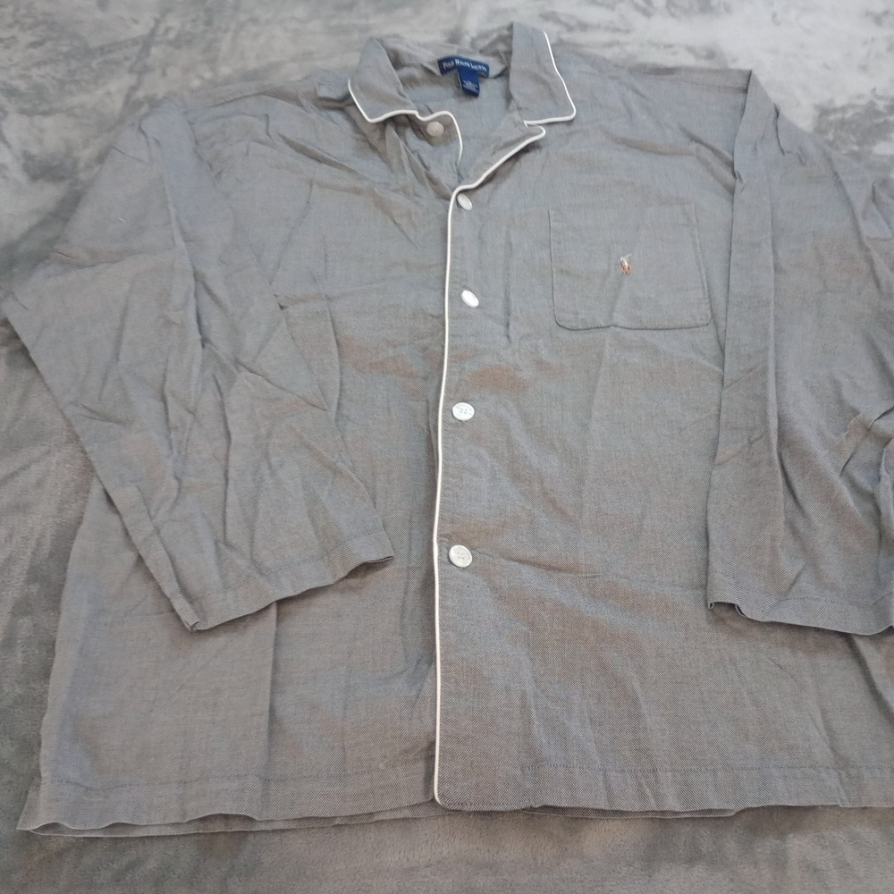 Polo Ralph Lauren Pajama Shirt Mens XL Gray 100% Cotton Sleepwear Sleepshirt